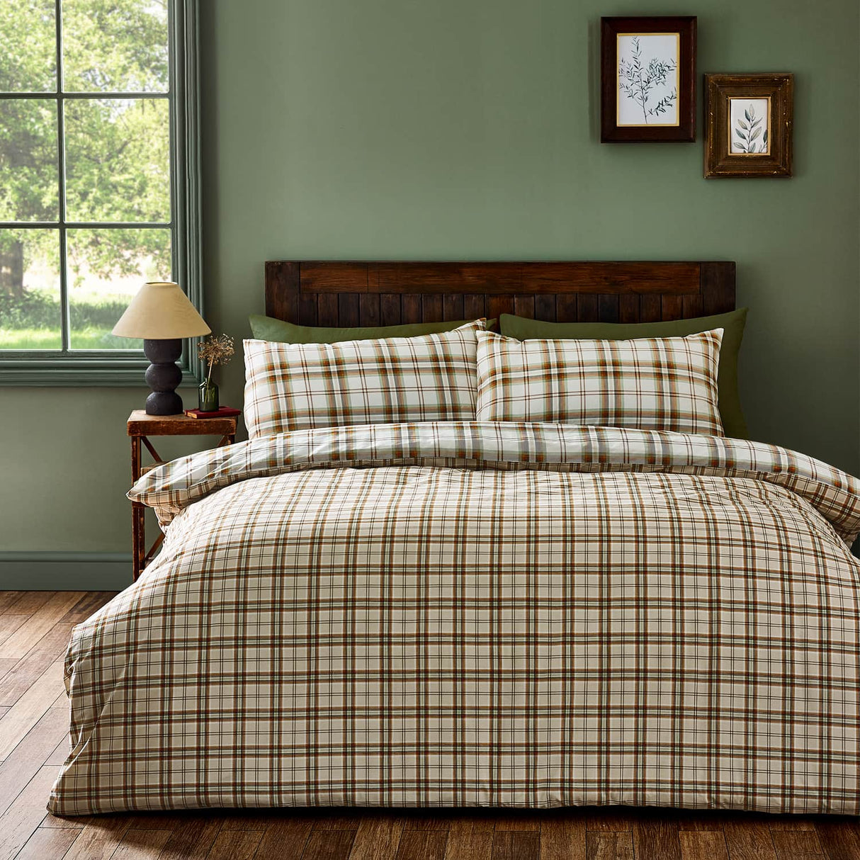 Catherine Lansfield Kelso Check Duvet Cover Set - Kelso Check Burnt Orange Duvet Set