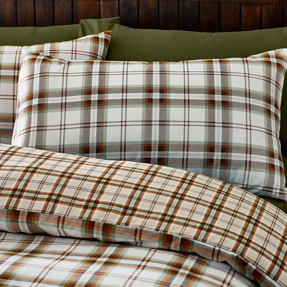 Catherine Lansfield Kelso Check Duvet Cover Set - Kelso Check Burnt Orange Duvet Set