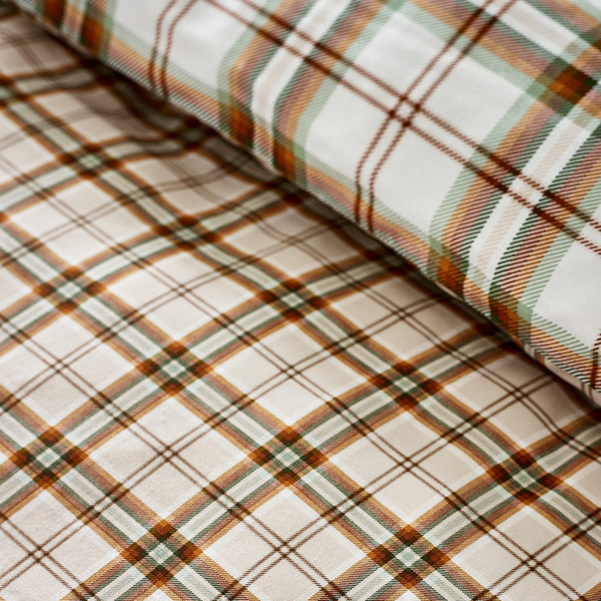 Catherine Lansfield Kelso Check Duvet Cover Set - Kelso Check Burnt Orange Duvet Set
