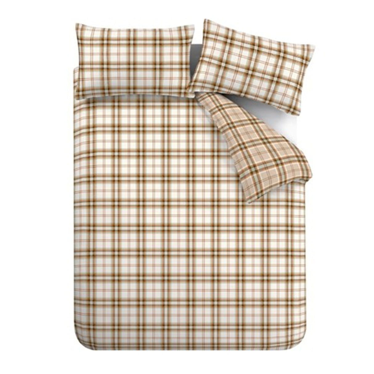 Catherine Lansfield Kelso Check Duvet Cover Set - Kelso Check Burnt Orange Duvet Set