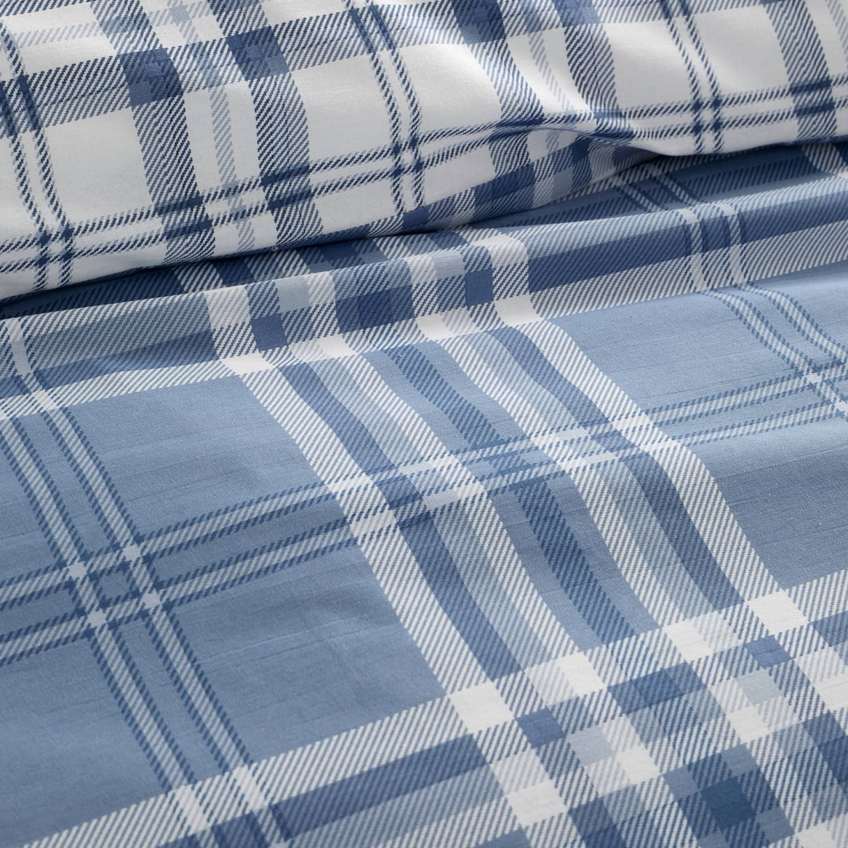 Catherine Lansfield Kelso Check Duvet Cover Set - Kelso Check Lansfield Blue Duvet Set