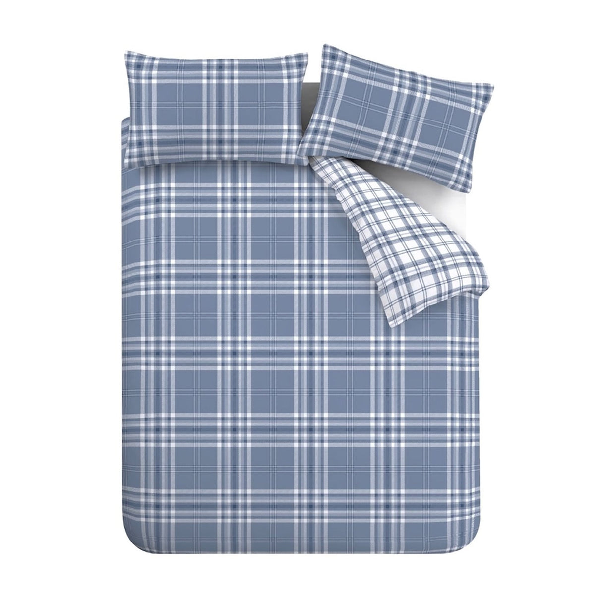 Catherine Lansfield Kelso Check Duvet Cover Set - Kelso Check Lansfield Blue Duvet Set