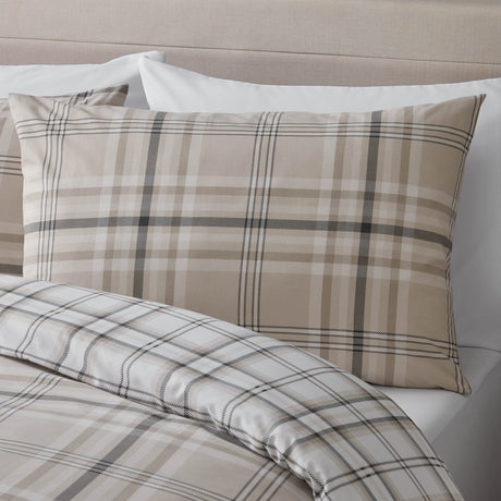 Catherine Lansfield Kelso Check Duvet Cover Set - Kelso Check Natural Duvet Set