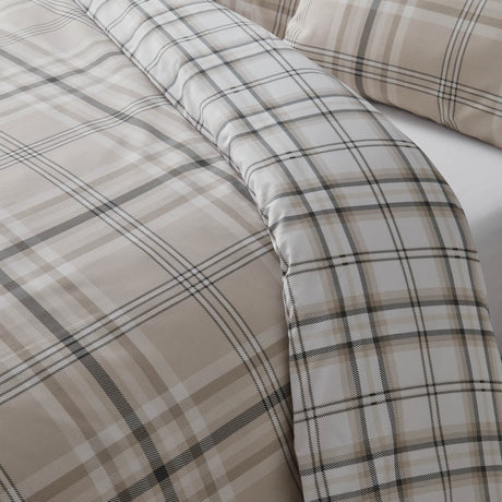 Catherine Lansfield Kelso Check Duvet Cover Set - Kelso Check Natural Duvet Set