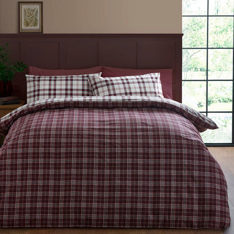 Catherine Lansfield Kelso Check Duvet Cover Set - Kelso Check Plum Duvet Set