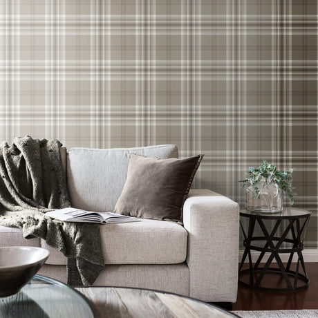 Catherine Lansfield Kelso Check Cream Tartan Wallpaper - Kelso Cream Wallpaper (1)
