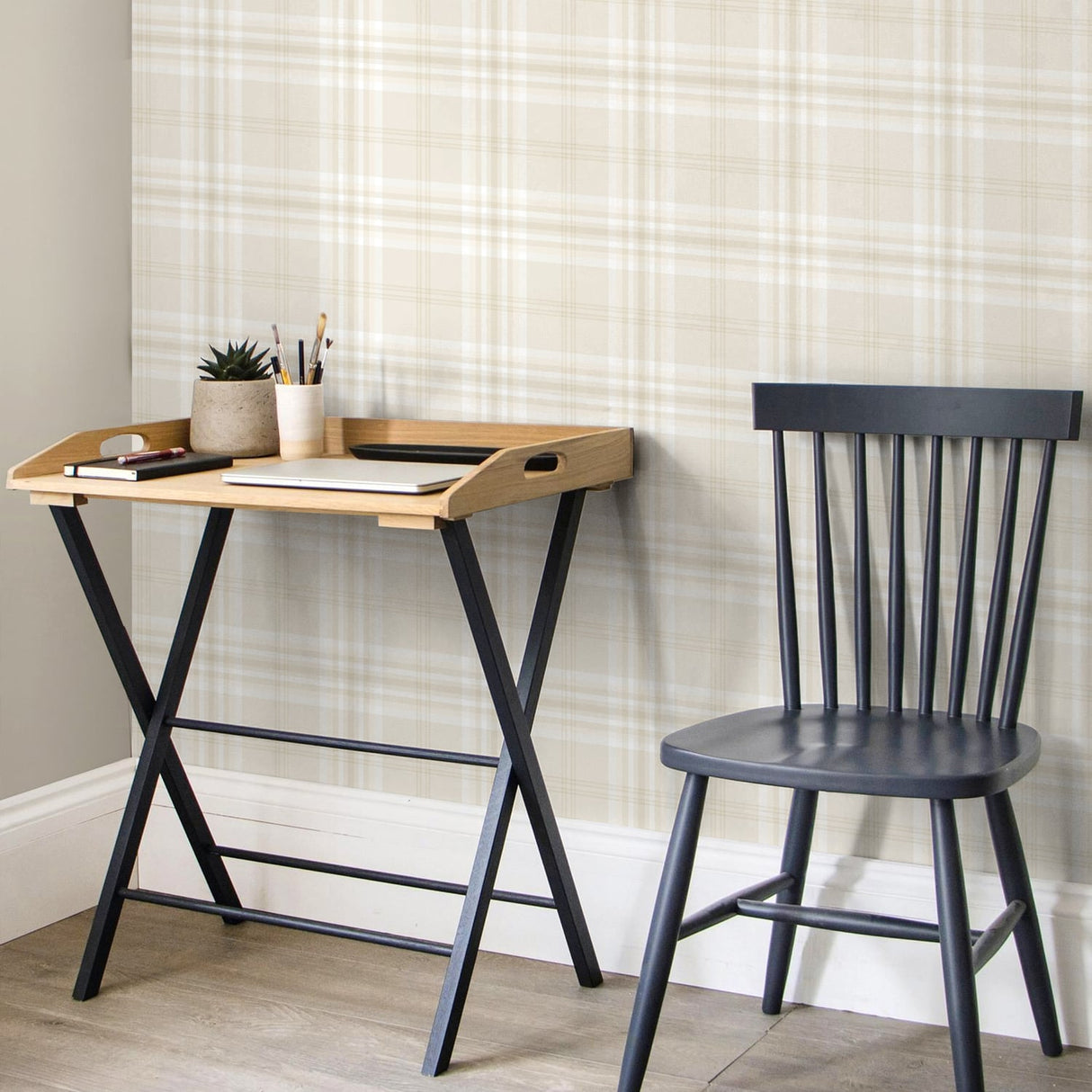 Catherine Lansfield Kelso Check Cream Tartan Wallpaper - Kelso Cream Wallpaper