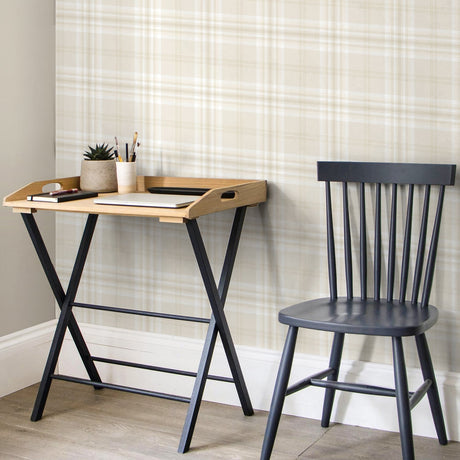 Catherine Lansfield Kelso Check Cream Tartan Wallpaper - Kelso Cream Wallpaper
