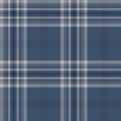 Catherine Lansfield Kelso Check Cream Tartan Wallpaper - Kelso Navy Wallpaper