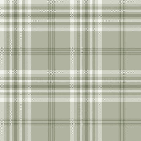 Catherine Lansfield Kelso Check Cream Tartan Wallpaper - Kelso Sage Green Wallpaper