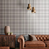 Catherine Lansfield Kelso Check Cream Tartan Wallpaper - Kelso Silver Wallpaper