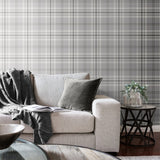 Catherine Lansfield Kelso Check Cream Tartan Wallpaper - Kelso Silver Wallpaper