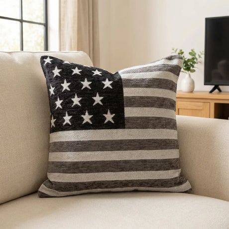 American Flag Chenille Cushion Cover 18" x 18" 3