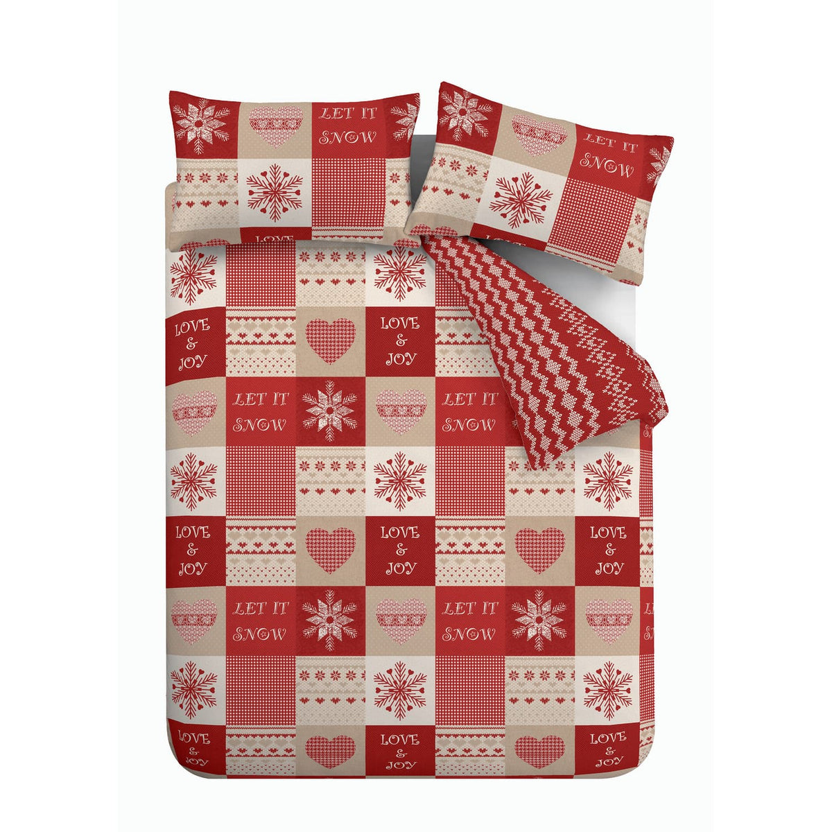 Catherine Lansfield Let It Snow Christmas Duvet Cover Set - Let It Snow Red