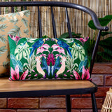 Kali Birds Outdoor Cushion Cover 12" x 20" - Dark Green