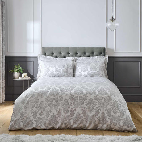 Catherine Lansfield Damask Jacquard Duvet Cover Set - Silver