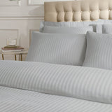 Catherine Lansfield 300 Thread Count Satin Stripe Duvet Cover Set - 300Tc Satin Stripe Duvet Set Grey
