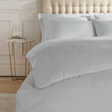 Catherine Lansfield 300 Thread Count Satin Stripe Duvet Cover Set - 300Tc Satin Stripe Duvet Set Grey