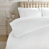 Catherine Lansfield 300 Thread Count Satin Stripe Duvet Cover Set - 300Tc Satin Stripe Duvet Set White