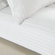 Catherine Lansfield 300 Thread Count Satin Stripe 30cm Deep Fitted Sheet - 300Tc Satin Stripe Fitted Sheet White (1)