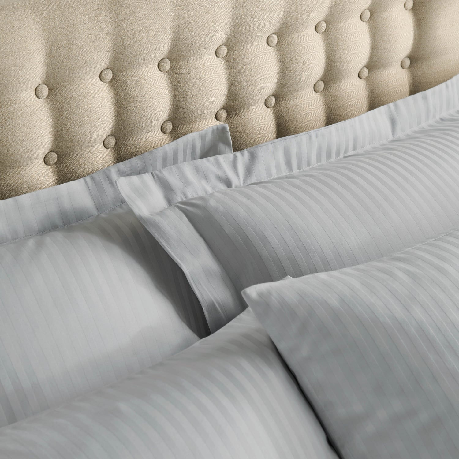 Catherine Lansfield 300 Thread Count Satin Stripe Pillowcases - 300Tc Satin Stripe Standard Pillowcase Pair Grey
