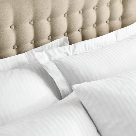 Catherine Lansfield 300 Thread Count Satin Stripe Pillowcases - 300 Tc Satin Stripe Oxford Pillowcase Pair White
