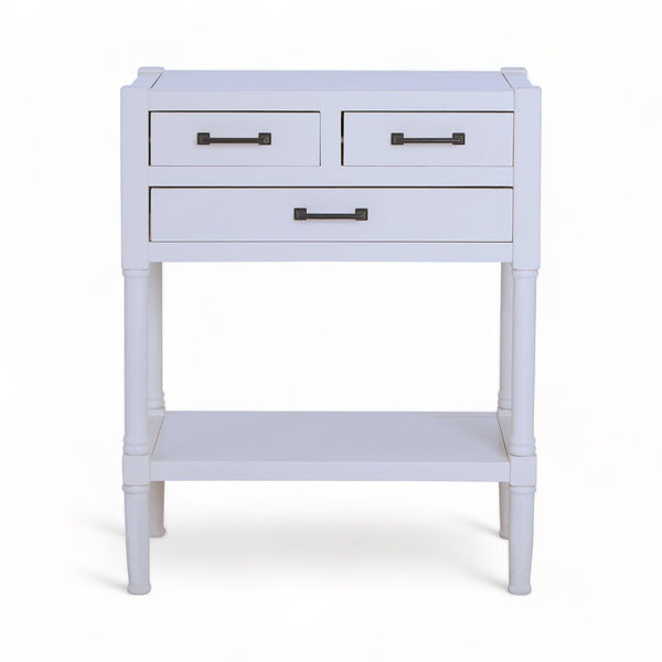 Pearl White Finish Sustainably Sourced Console Table with Drawers