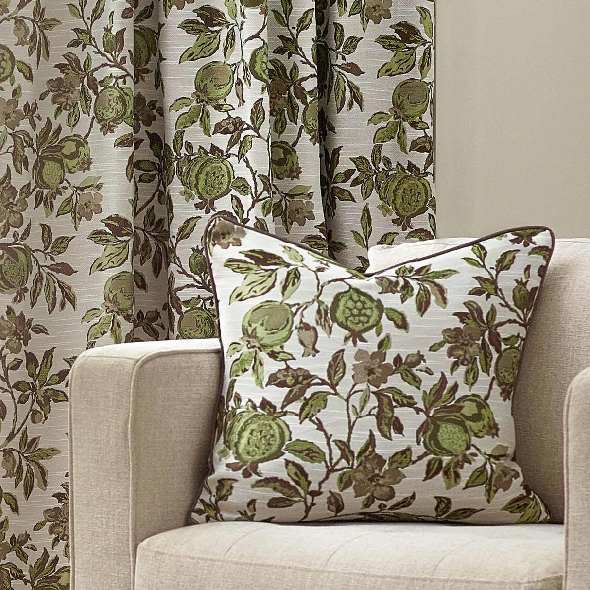 Pomegranate Jacquard Cushion Cover 20" x 20" - Green
