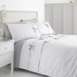Catherine Lansfield Milo Bow Natural Duvet Cover Set - White
