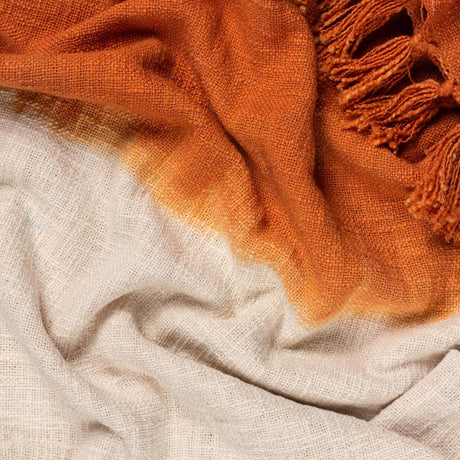 Mizu Dip Dye Fringed Cotton Throw 130cm x 170cm by furn.