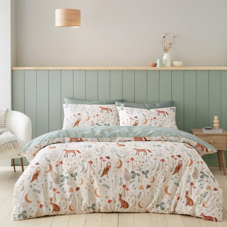 Catherine Lansfield Enchanted Twilight Animals Reversible Duvet Cover Set - Natural