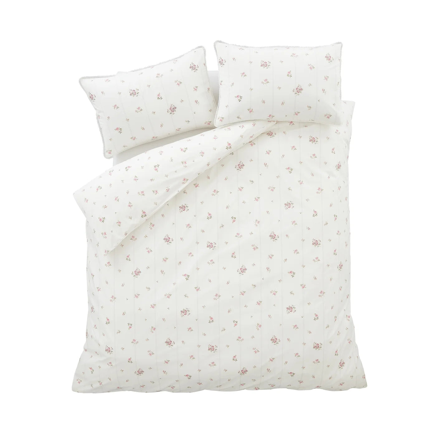 Bianca Vintage Rosebud Lace 200 Thread Count Cotton Reversible Duvet Cover Set 6