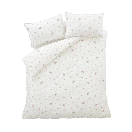 Bianca Vintage Rosebud Lace 200 Thread Count Cotton Reversible Duvet Cover Set with Pillowcase