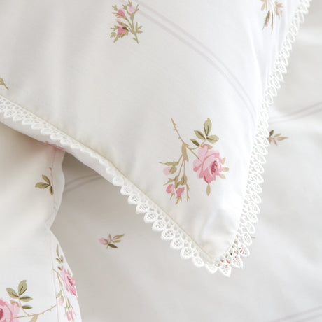 Bianca Fine Linens Vintage Rosebud Lace Duvet Cover Set - Vintage Rose Bud Lace Duvet Set