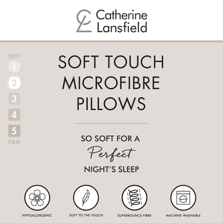 Catherine Lansfield Soft Touch Microfibre Pillow Pair - Soft Touch Microfibre Pillow Pair