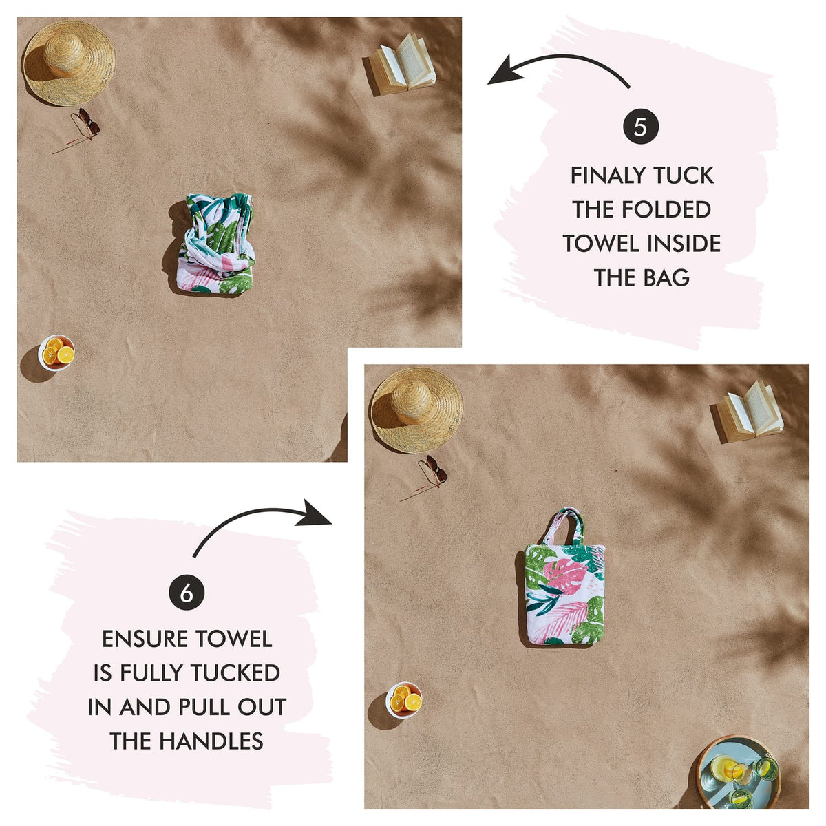 Catherine Lansfield Tropical Palm Beach Towel in a Bag - Tropical Palm Beach In A Bag
