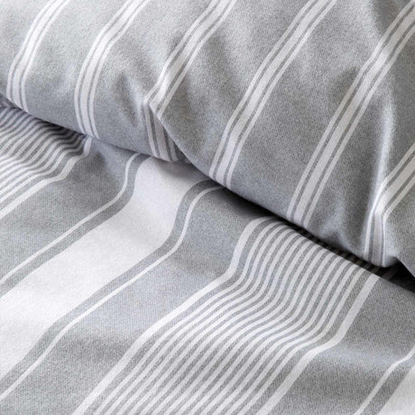 Brushed Cotton Flannelette Ticking Stripe Duvet Cover Set by Bianca