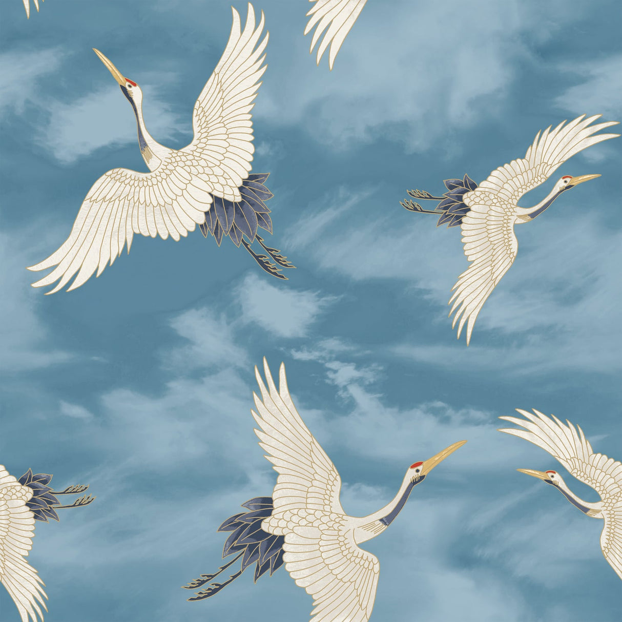 Catherine Lansfield Cranes Blue Wallpaper