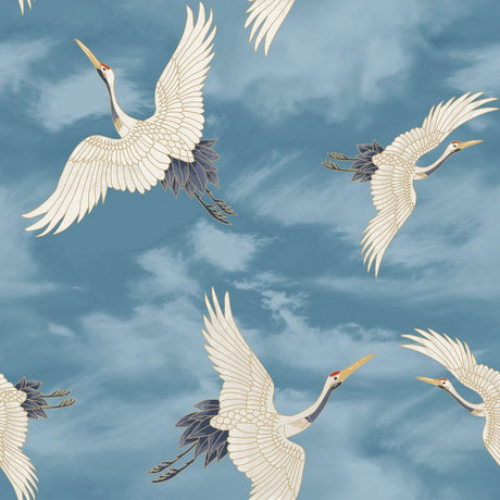 Catherine Lansfield Cranes Blue Wallpaper