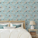 Catherine Lansfield Cranes Blue Wallpaper - Cranes Wallpaper Duck Egg Blue