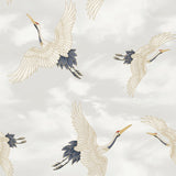 Catherine Lansfield Cranes Blue Wallpaper - Cranes Wallpaper White