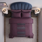 New York Faux Silk Aubergine Duvet Cover Bedding Set