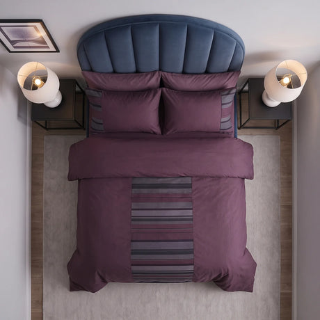 New York Faux Silk Aubergine Duvet Cover Bedding Set