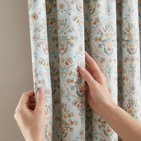 Edena Floral Pencil Pleat Curtains Natural 66 x 72 Inch 3