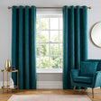 Strata Thermal Dim Out Woven Eyelet Curtains Pair - Dark Teal