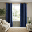Tivoli Leaf Jacquard Lined Eyelet Curtains - Navy