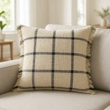 Beni Cushion Cover 18" x 18" - Natural / Black