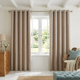 Velvet Chenille Eyelet Curtains - Taupe