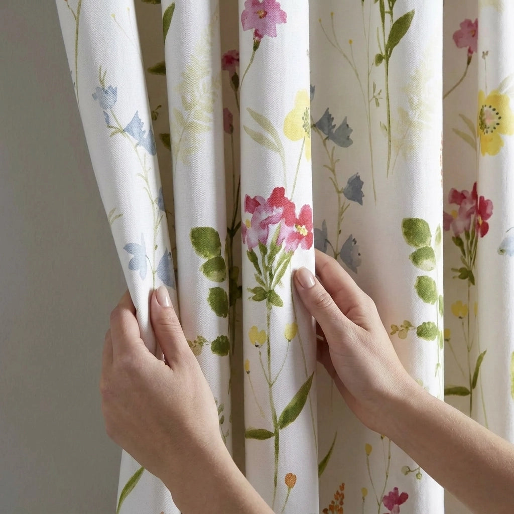 Spring Glade Floral Polycotton Pencil Pleat Curtains 3