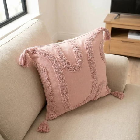 Cabana Tufted 100% Cotton Blush Cushion Cover 43cm x 43cm